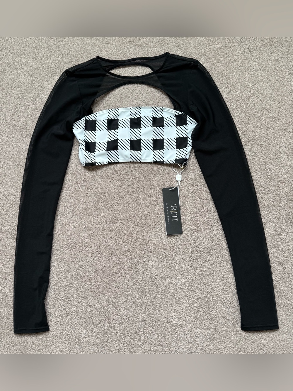 B Fit by Beach Bunny - CHARLIE Long Sleeve Top - WHITE BLACK